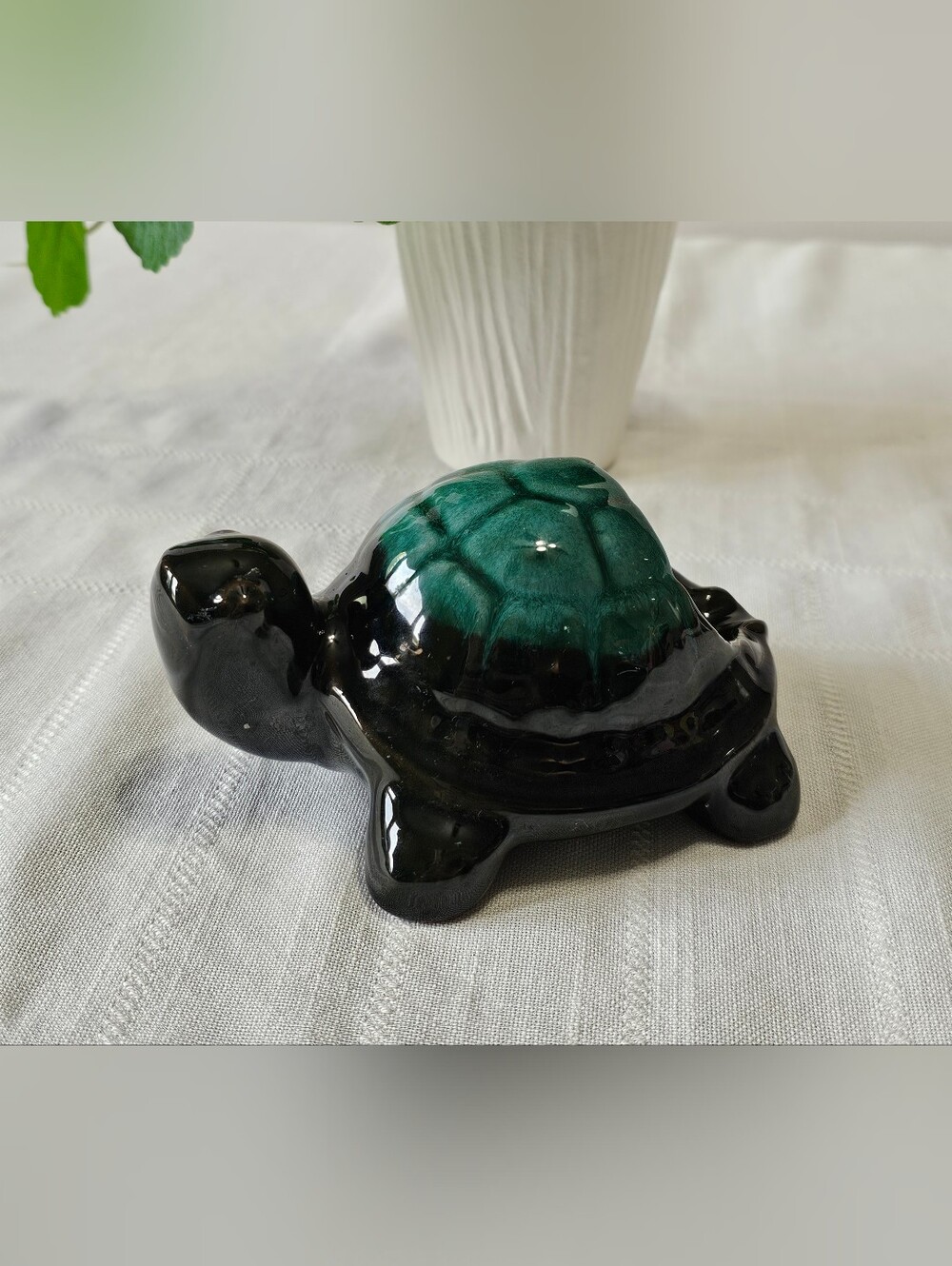 Vintage Blue Mountain Pottery Turtle Ashtray Green Black MCM Canadian Pottery